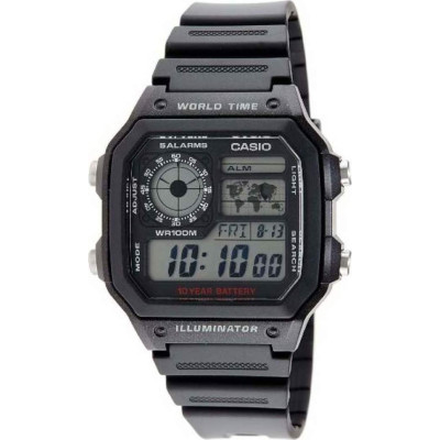 Casio AE-1200WH-1AVDF Ανδρικό Ψηφιακό Ρολόι “World Time” με Χάρτη Παγκόσμιας Ώρας και Ανθεκτική Κατασκευή